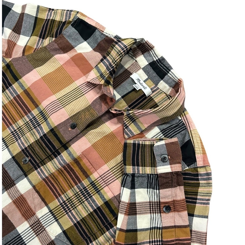 Madewell Plaid Flannel Shirt Button Long Sleeve Dark Academia Indie Sleaze